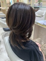 アッシュ 仙川店(Ash)&nbsp;40代50代60代くびれウルフヘア艶カラー白髪ぼかしミディアム