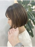 くびれショートボブ40代50代グレイカラー白髪染め白髪ぼかし