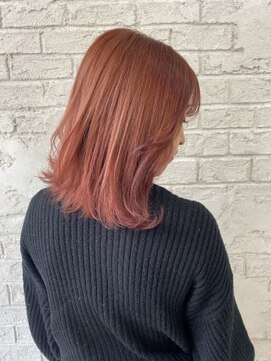 プライズ 池袋店(prize) コーラルカラーセミディボブラブカールオレンジブラウンボブ4064