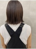 透明感ブラウン×ぱっつんボブ