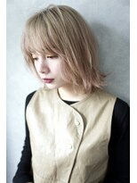 大人可愛い20代30代40代前下がりひし形小顔ボブ丸みミディ池袋
