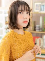 カバーヘアアンドスパ ブリス 浦和西口店(COVER HAIR & SPA bliss) 暗髪シースルーバング前下がりぱっつんボブa浦和20代30代40代