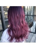韓国風ピンクパープルのミディアムレイヤー【1001mille】