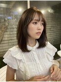 大人可愛い水素カラーマロンベージュフレンチカジュアル表参道