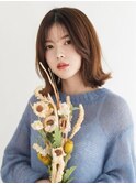 外ハネミディ/大人可愛い/切りっぱなしボブ/2wayバング