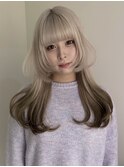 ホワイトブロンドからブラウンのルーツカラー(ブリーチ2回～)