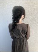 編み込み ゆるふわ あみおろし お呼ばれ 結婚式 ヘアスタイル