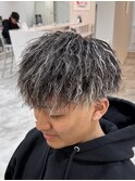 パイルツイスト/ホワイトメッシュ/ツイストパーマ/フェード