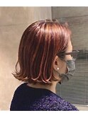 外ハネボブ／ハイライトカラー／ピンクブラウン