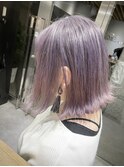傷みにくいケアブリーチで染めるラベンダーグレー【新百合ヶ丘】