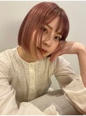 【hono】柔らかピンクベージュのボブ
