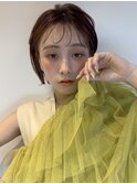 ショート/春カラー/薄めバング/切りっぱなしボブ