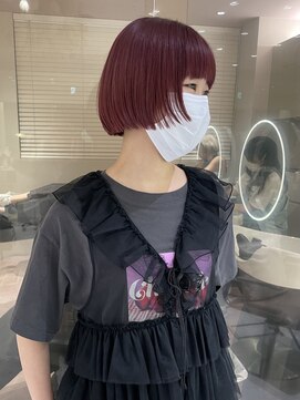 マイル 渋谷(mile) 前上がりボブ/ピンクカラー