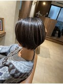 ハイライト/ショートボブ/白髪ぼかし