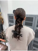 ヘアアレンジ ツインアレンジ リボン