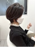 30代40代50代ハイライト前下がりショートグレージュウルフボブ