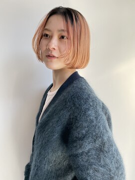 フェンヘアーアイス 中目黒(Fen.hair ici) ブリーチハイトーンオレンジミニボブ×20代30代可愛い