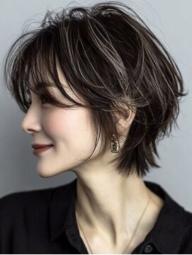 ルーファス メグロ(Ruufus Meguro) 【40代50代60代】ひし形ショートボブ／白髪ぼかし／髪質改善