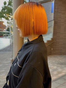 ヘアーアンドスパ フェリーチェ ミチ 野田屋町店(HAIR&SPA felice MICHI) 【feliceMICHI 別曽 遥也】オレンジカラー ダブルカラー ボブ