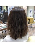 【Lee郡山】ミントベージュ×外ハネMIX巻きスタイル