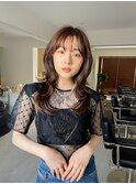 小顔前髪顔周りレイヤー×グレージュカラー デザインカラー