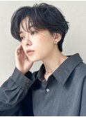 ショートパーマ銀座メガネ女子丸みショート大人可愛い小顔カット