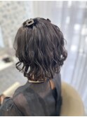 ハーフツイン／結婚式お呼ばれヘア／二次会ヘア／ボブ
