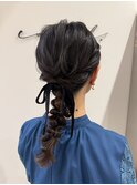 ミディアム編みおろしアレンジ結婚式ヘアセット×小野ふゆり