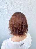 オレンジカラー/ダブルカラー/ウェーブボブ/10代20代人気◎