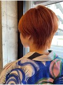 丸みベリーショートオレンジブラウンカラー20代30代
