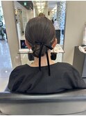 タイト三つ編みお団子アレンジ