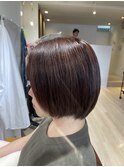 20代30代40代ミニショートボブ艶感ショコラブラウン透明感小顔