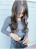 ダークブラウン×くすみラベンダーインナーカラー