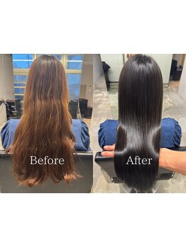 【カット+コスメ地毛風ストレート【高濃度炭酸スパ付き】￥13990】ダメージレスメニュー多数!