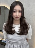 ホワイトグレージュミニウルフチェリーブラウンデジタルパーマ