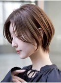 横浜西口切りっぱなしミニボブショートレイヤー前下がり前髪なし