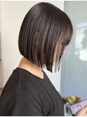 20代30代/縮毛矯正/切りっぱなし/黒髪ボブ/ぱつっとボブ