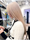 ハイトーンロング ブリーチ2回 ミルクティーベージュ ブロンド