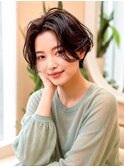 大人可愛いマッシュショート×透明感カラー