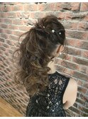 ヘアセット/結婚式アレンジ/アップスタイル/ポニーテール