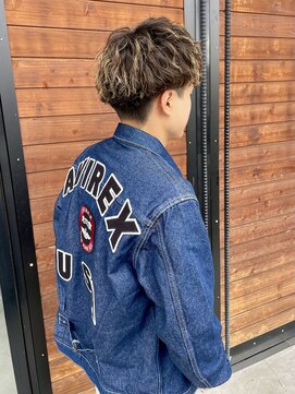 ラフ バイ マグ 南松本(R.A.F. by Mag) メンズハイライトメッシュツイストスパイラルパーマツーブロック