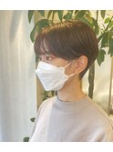大人ショートボブマッシュショートカット黒髪ショート前髪あり