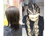 キッズ学生ダンスイベント★毛先ウェーブエクステ全頭コーンロウ4本￥15800