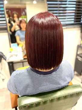 シャルムバイルーチェココ(CHARME by Lu'ce coco) 【艶×深み】ワインレッドボブアプリコットオレンジ