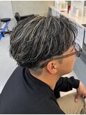 名古屋八事金メッシュシルバーメッシュ細め太めハイライトパーマ