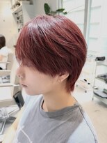 ノラ ウメダ(NORA UMEDA) 韓国ヘア レッドブラウン×シースルーマッシュ×メンズカット