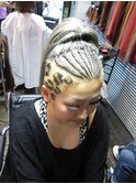 シルバー・ヒョウ柄・コーンロウ