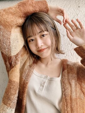 エムクランメイクス 原宿 表参道(m.clan MAKE'S) ボブロブヘアカーキグレージュオリーブベージュ大人かわいい小顔