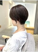 ★斜めバング小顔愛されショートプリカールグレージュカラー
