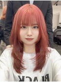 《レイヤーロング》アプリコットハイトーンオレンジカラー